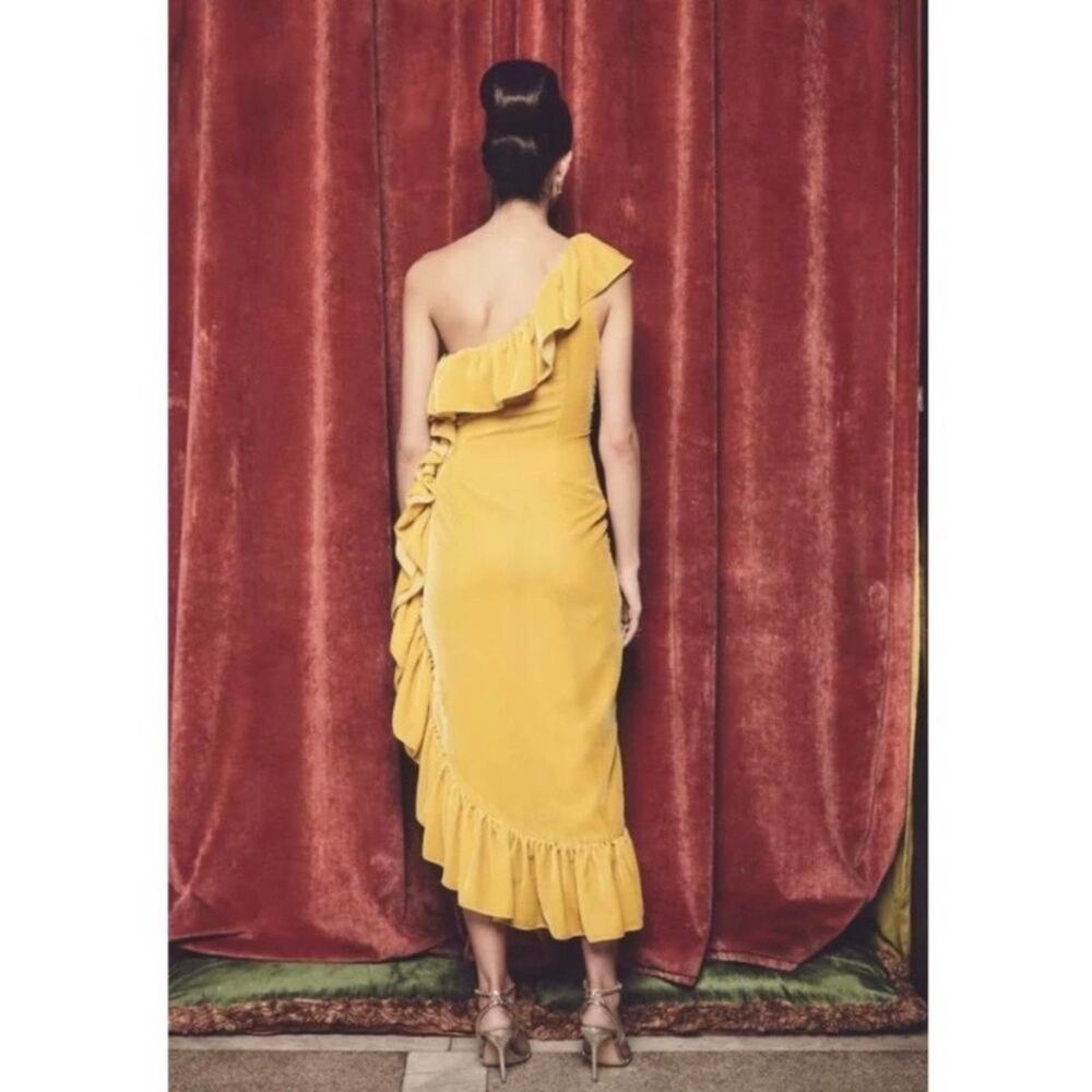 NEW Mestiza New York Flamenco Velvet Ruffle Dress Yellow Size 4 - Picture 3 of 10